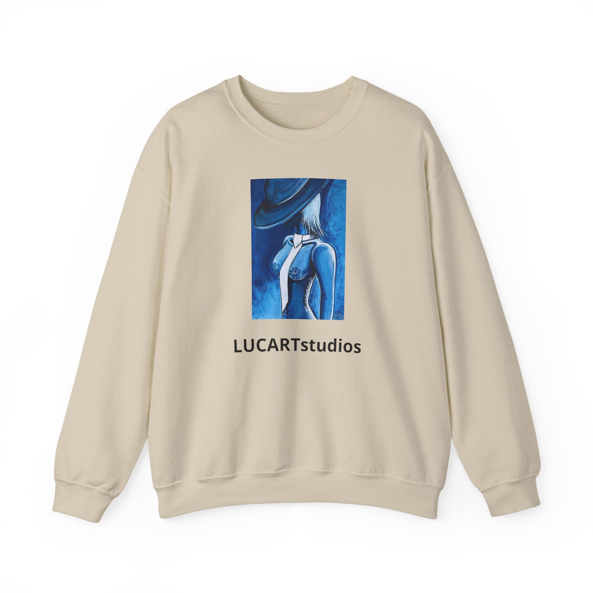 Crewneck Sweatshirt — Blue Abstract Woman Art (LUCARTstudios)