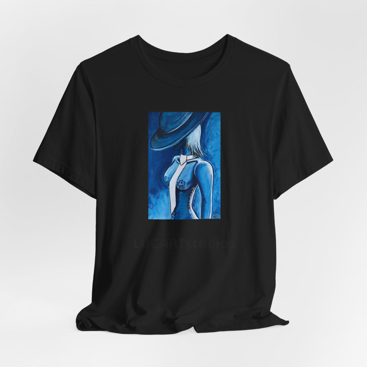 Blue Muse Art Tee — LUCARTstudios Woman in Hat Graphic T-Shirt
