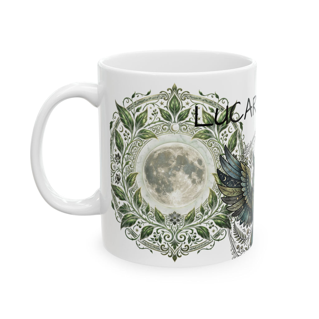 Owl Mandala Ceramic Mug (11oz & 15oz) — Boho Mystic Woodland Coffee Cup