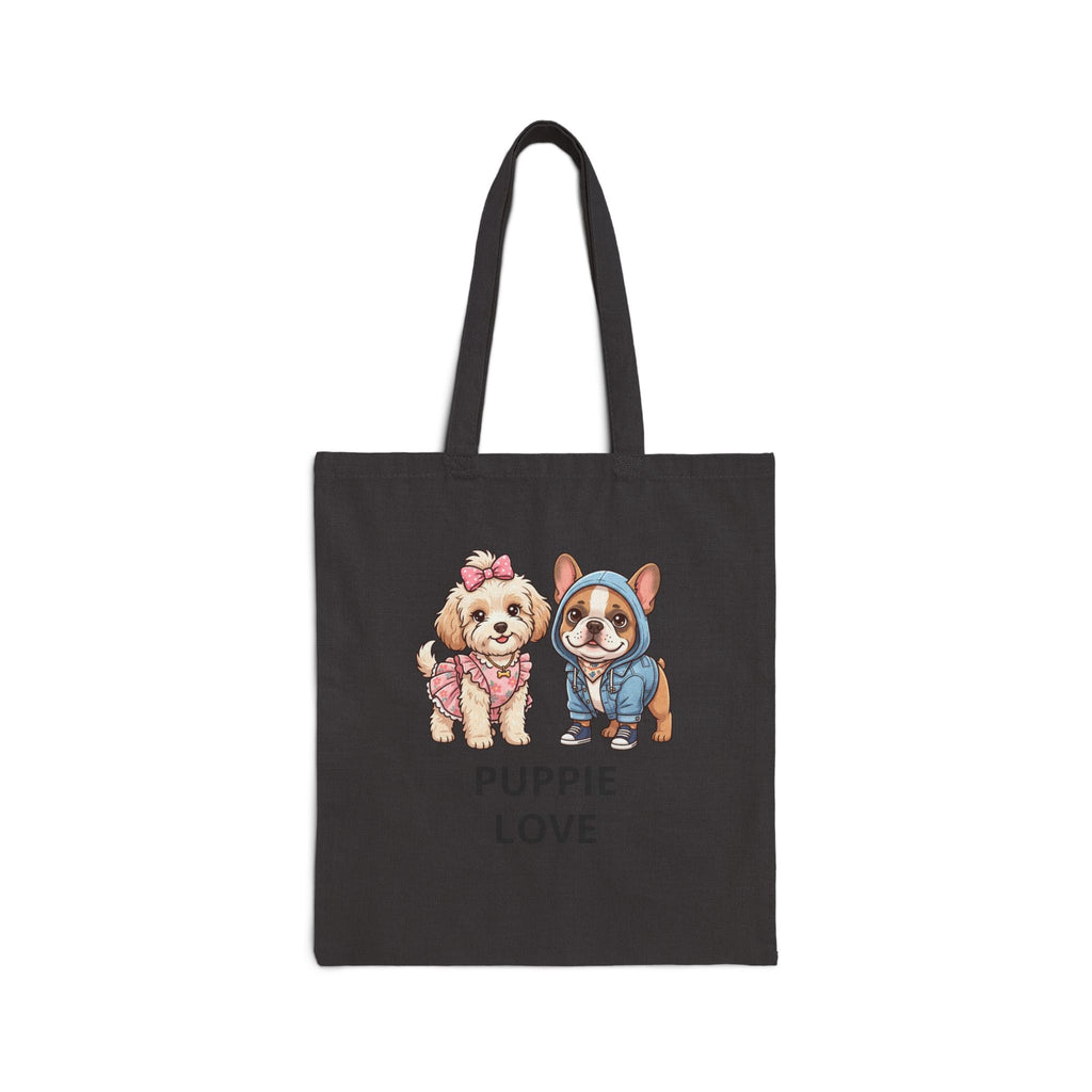 Puppie Love Tote Bag — Cute Puppy Canvas Grocery & Gift Tote