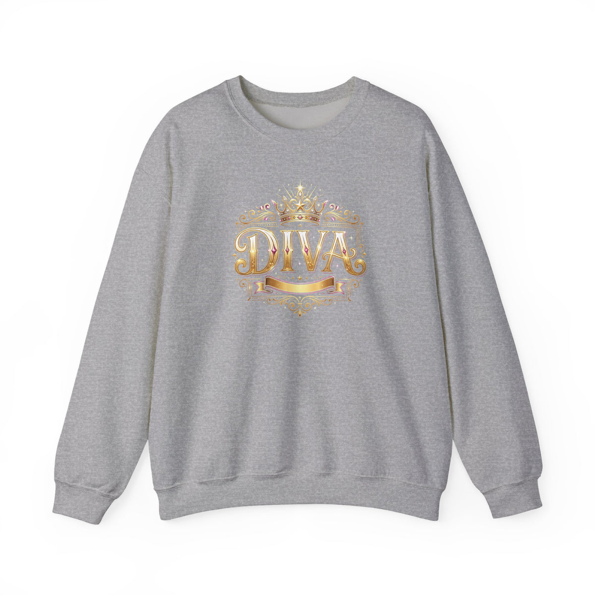 Diva Crown Sweatshirt — Gold Foil ‘DIVA’ Graphic Crewneck