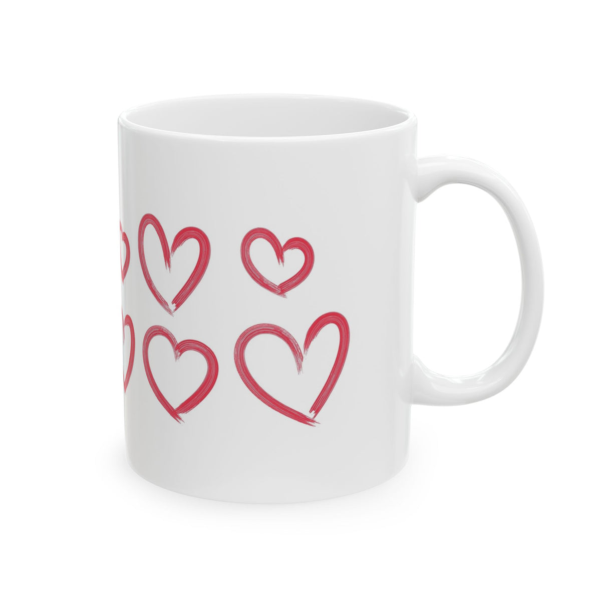 Red Heart Pattern Ceramic Mug