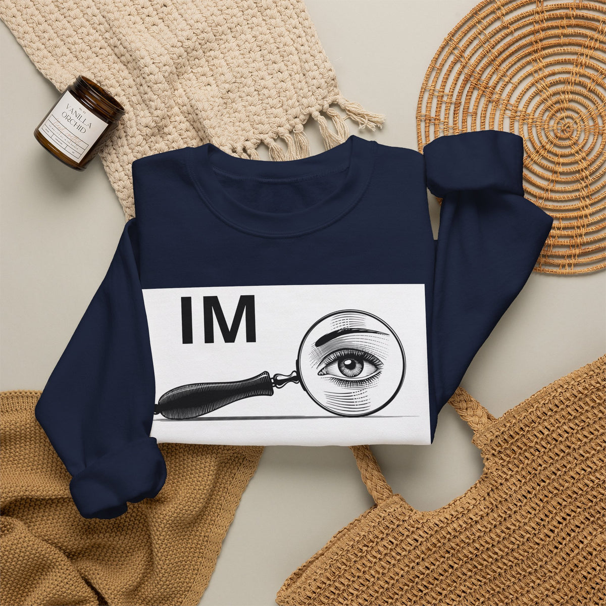 I'm Watching You Crewneck Sweatshirt – Vintage Magnifying Glass Eye Graphic