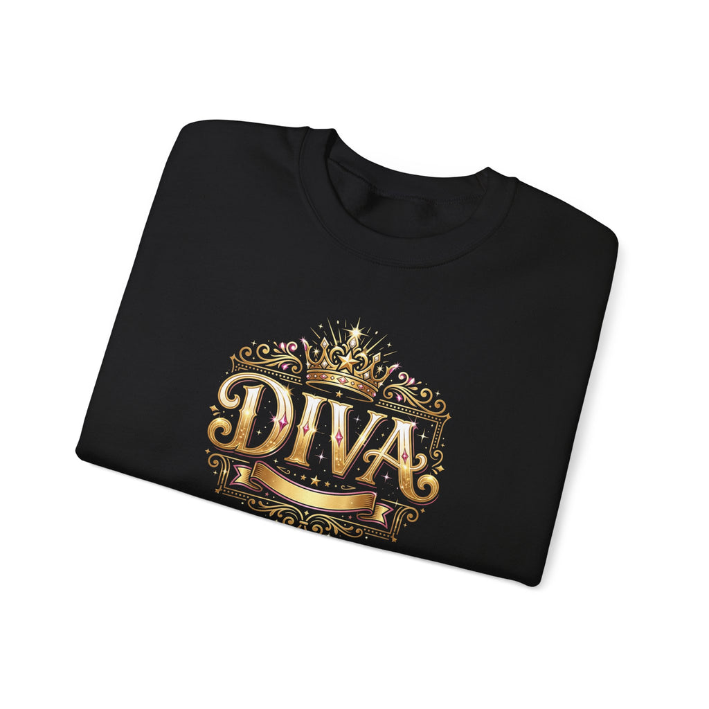 Diva Crown Sweatshirt — Gold Foil ‘DIVA’ Graphic Crewneck