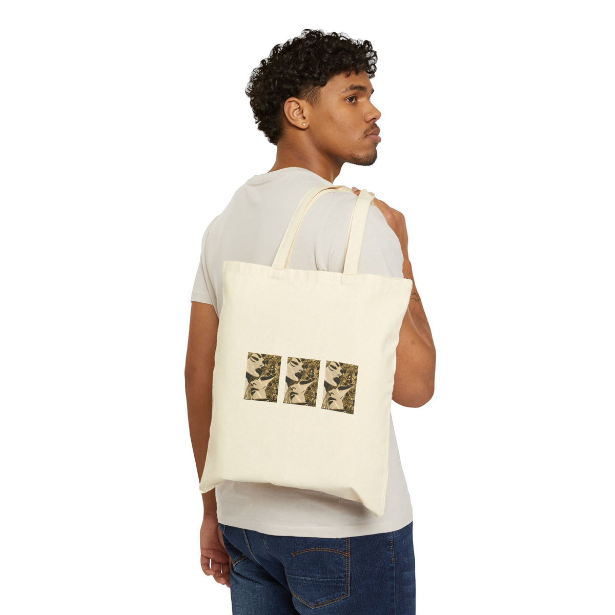 Vintage Floral Triptych Canvas Tote Bag