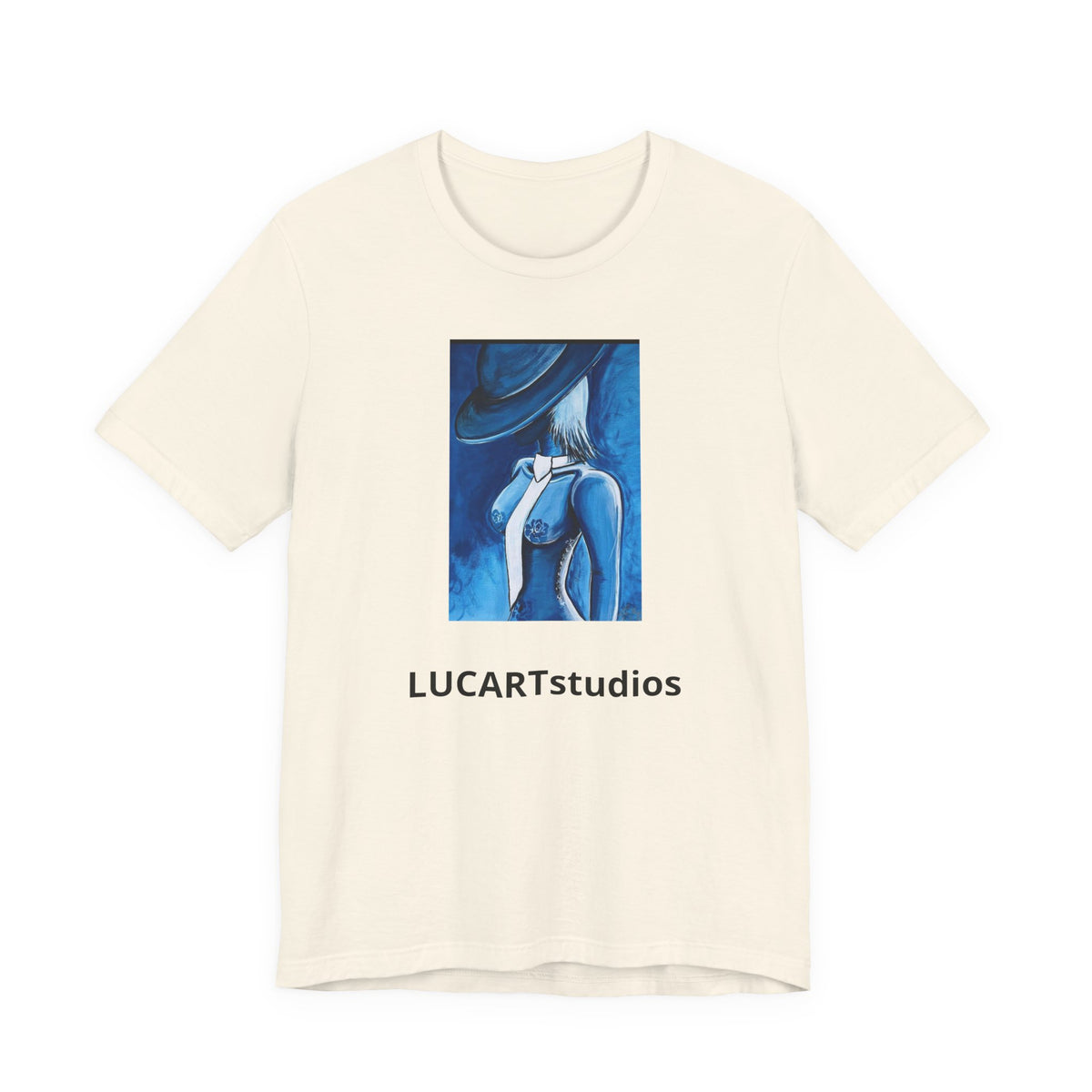 Blue Muse Art Tee — LUCARTstudios Woman in Hat Graphic T-Shirt