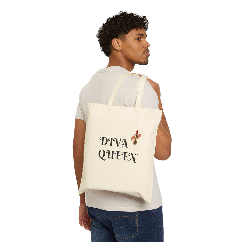 Diva Queen Canvas Tote Bag — Feminine Makeup & Lipstick Reusable Shopper