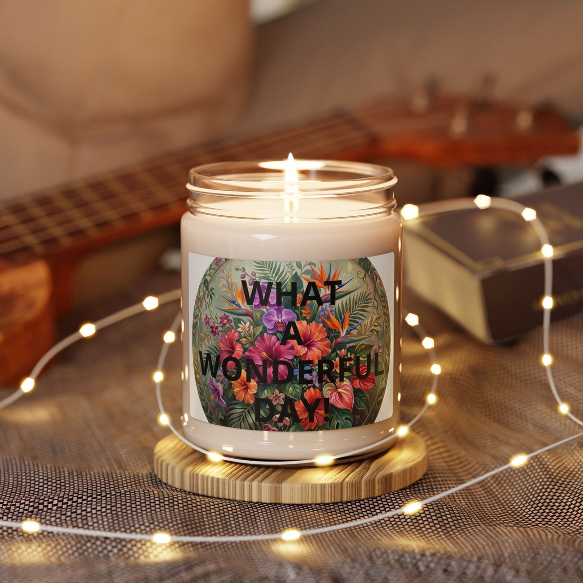 Scented Soy Candle — “What a Wonderful Day” Floral Jar (9 oz)