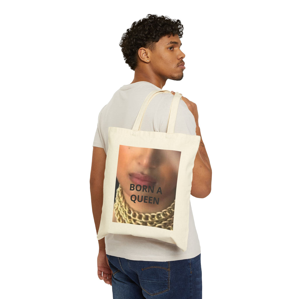 Tote Bag — "Born a Queen" Fashion Portrait Canvas Tote