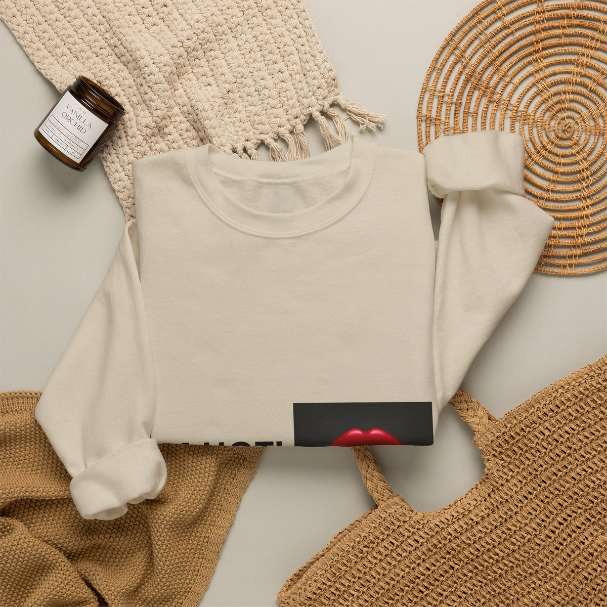 IM HOT! Lip Graphic Sweatshirt — Bold Red Lips Crewneck