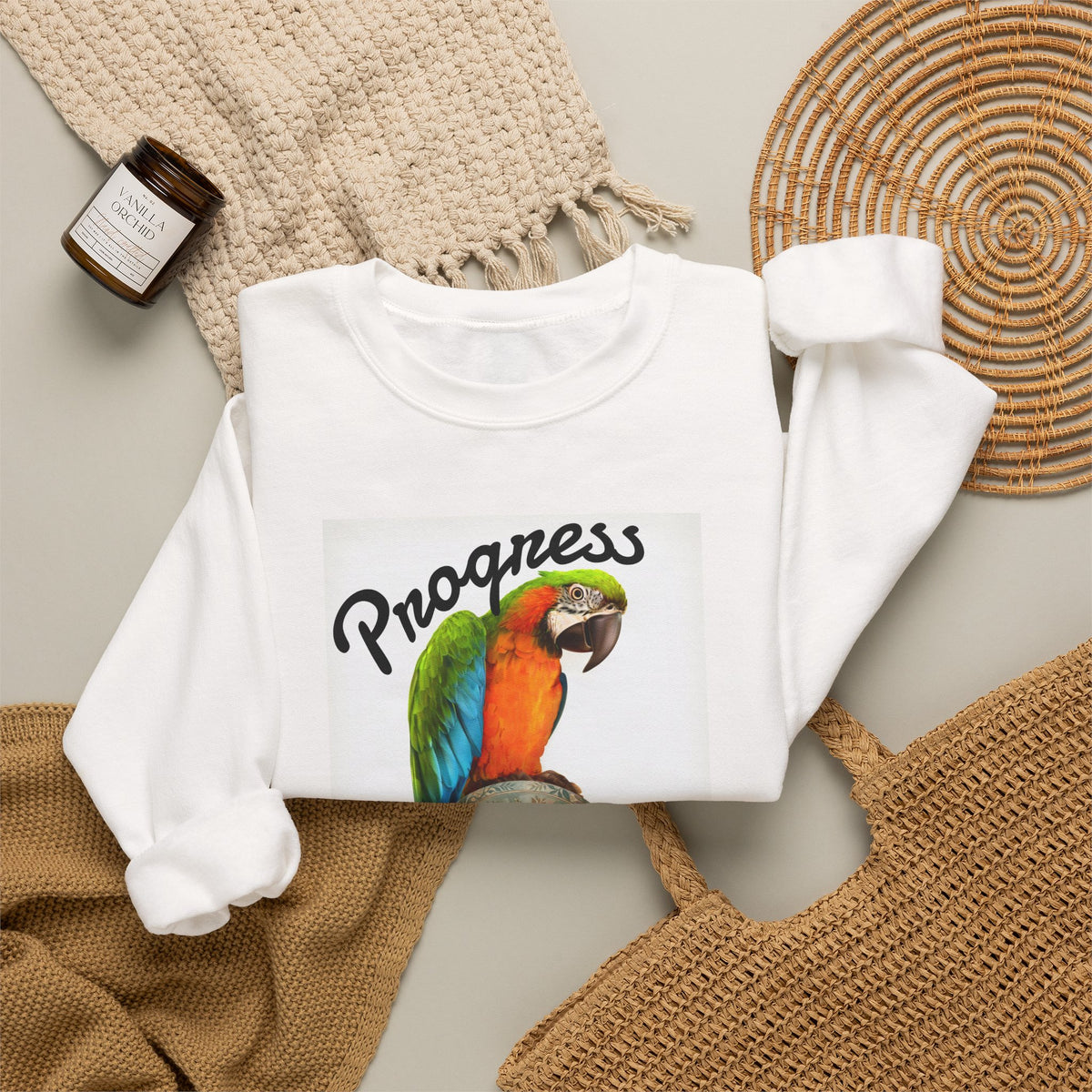 Progress Over Perfection Parrot Crewneck Sweatshirt