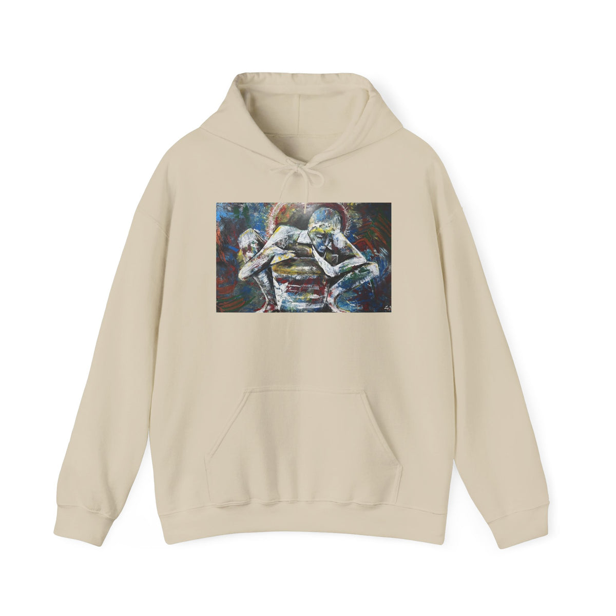 Abstract Wrestlers Hoodie – Athletic Art Pullover with Colorful Wrestling Design