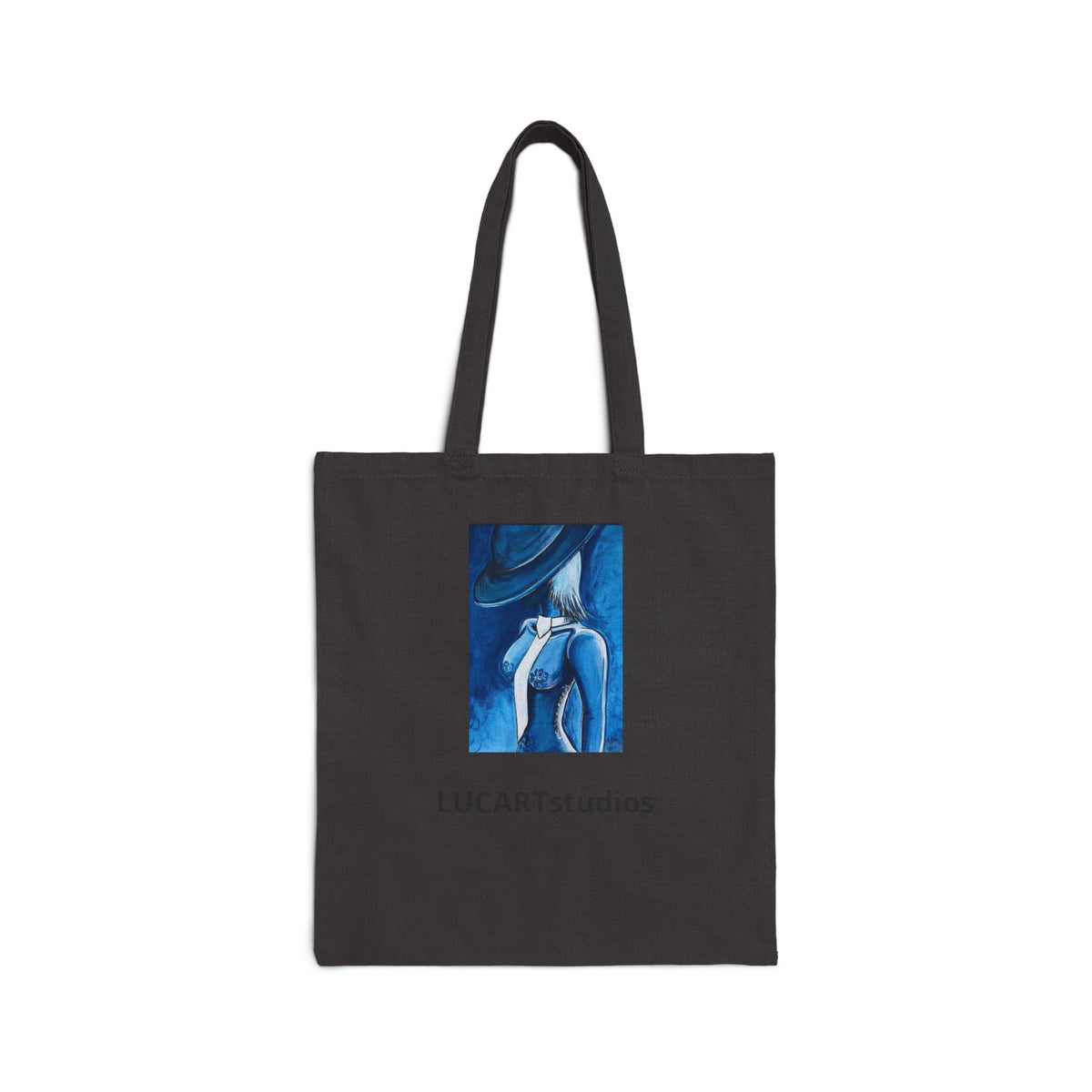 Abstract Blue Figure Canvas Tote — LUCARTstudios Art Shopper Bag
