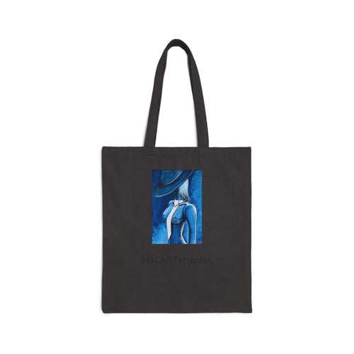 Abstract Blue Figure Canvas Tote — LUCARTstudios Art Shopper Bag