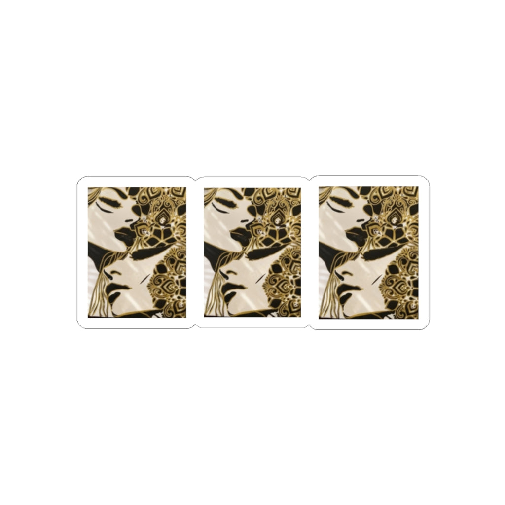 Vintage Floral Face Kiss-Cut Sticker Set — Gold Botanical Art Decal (3-Pack)