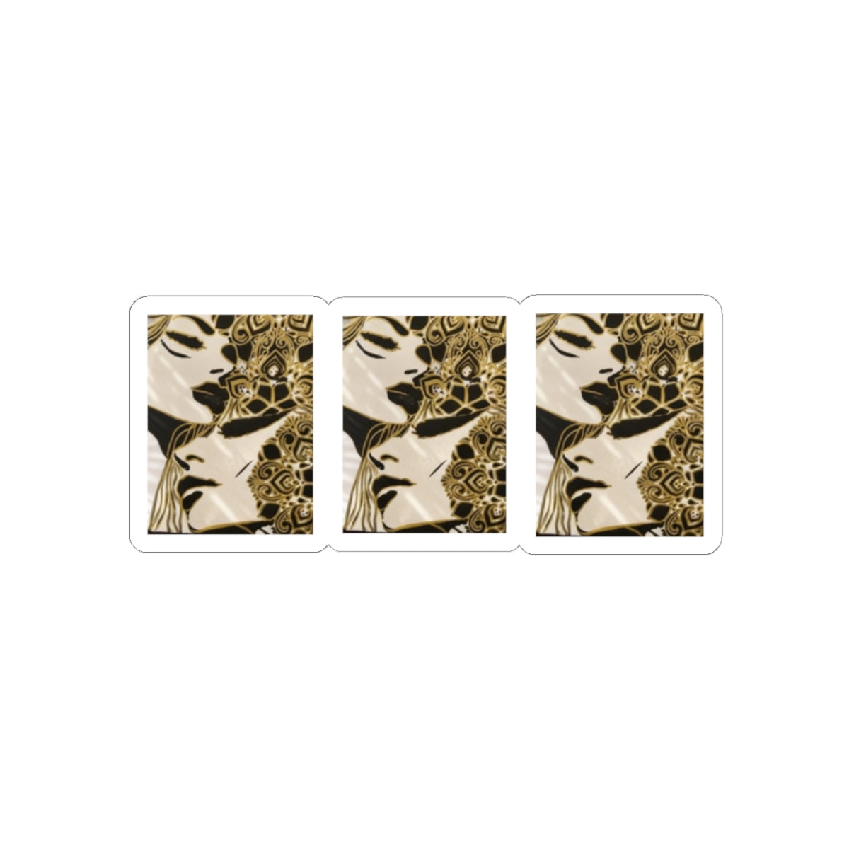 Vintage Floral Face Kiss-Cut Sticker Set — Gold Botanical Art Decal (3-Pack)