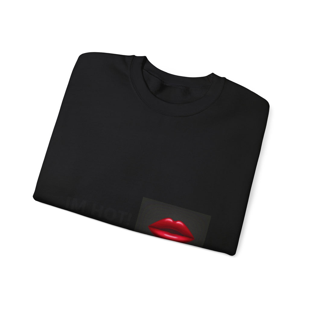 IM HOT! Lip Graphic Sweatshirt — Bold Red Lips Crewneck