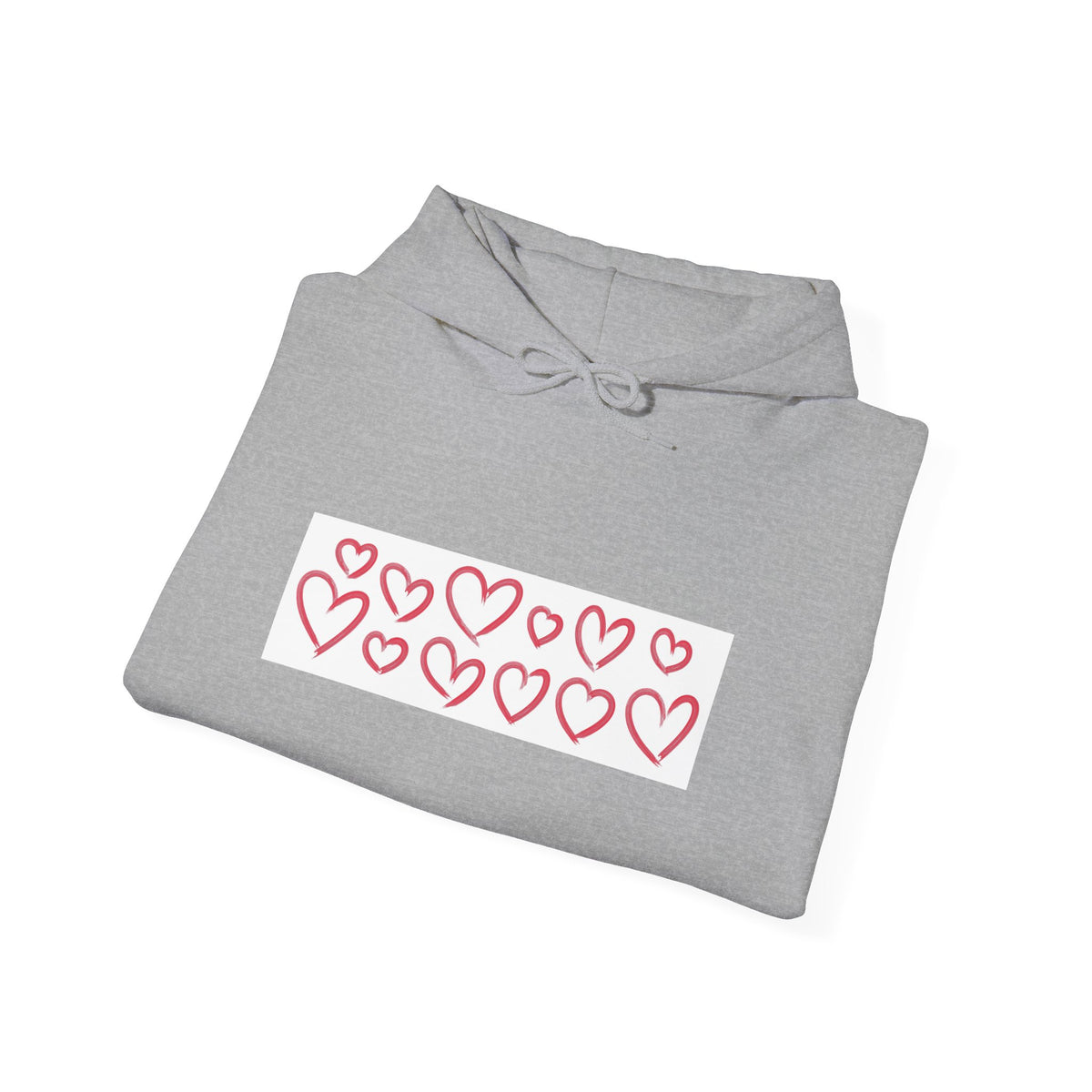 Heart Row Hoodie — Cute Minimalist Red Hearts Pullover
