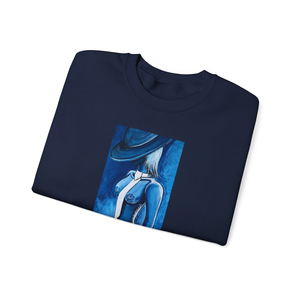 Crewneck Sweatshirt — Blue Abstract Woman Art (LUCARTstudios)