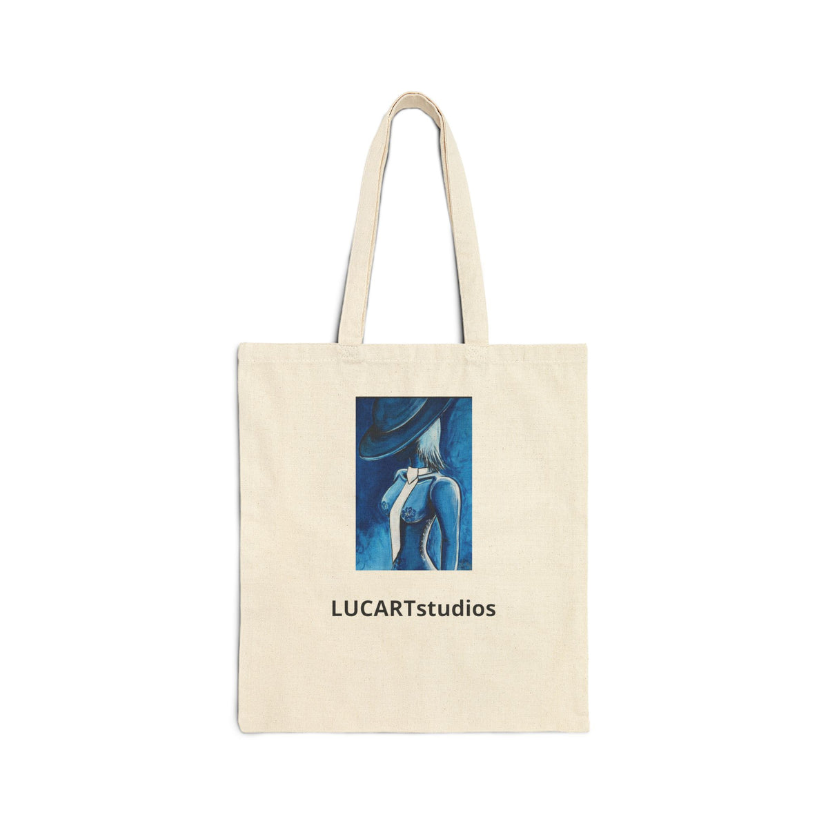 Abstract Blue Figure Canvas Tote — LUCARTstudios Art Shopper Bag