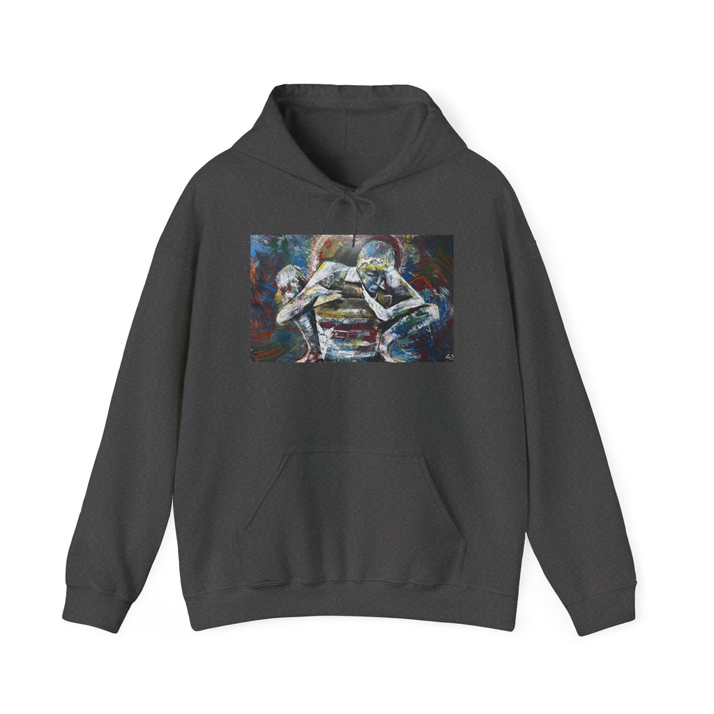 Abstract Wrestlers Hoodie — Artistic Sports Painting Pullover