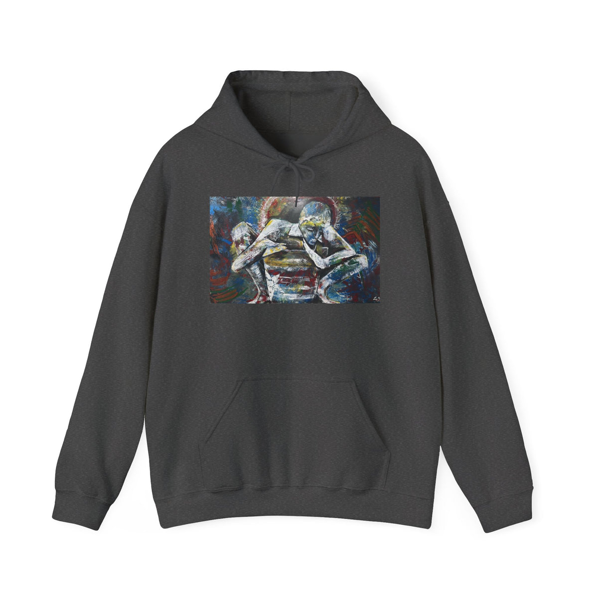 Abstract Wrestlers Hoodie — Artistic Sports Painting Pullover