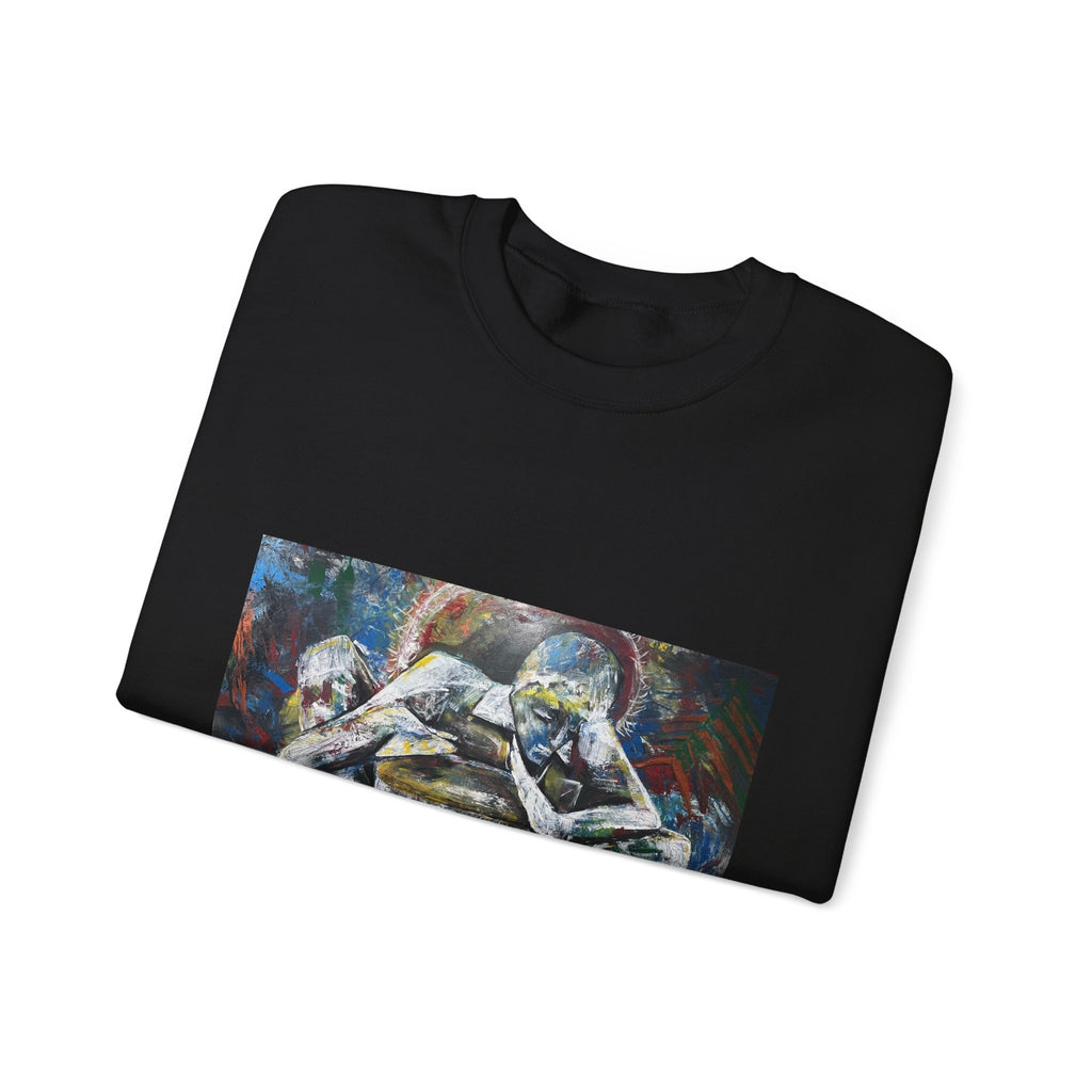 Abstract Thinkers Crewneck Sweatshirt — Reflective Conversation Art