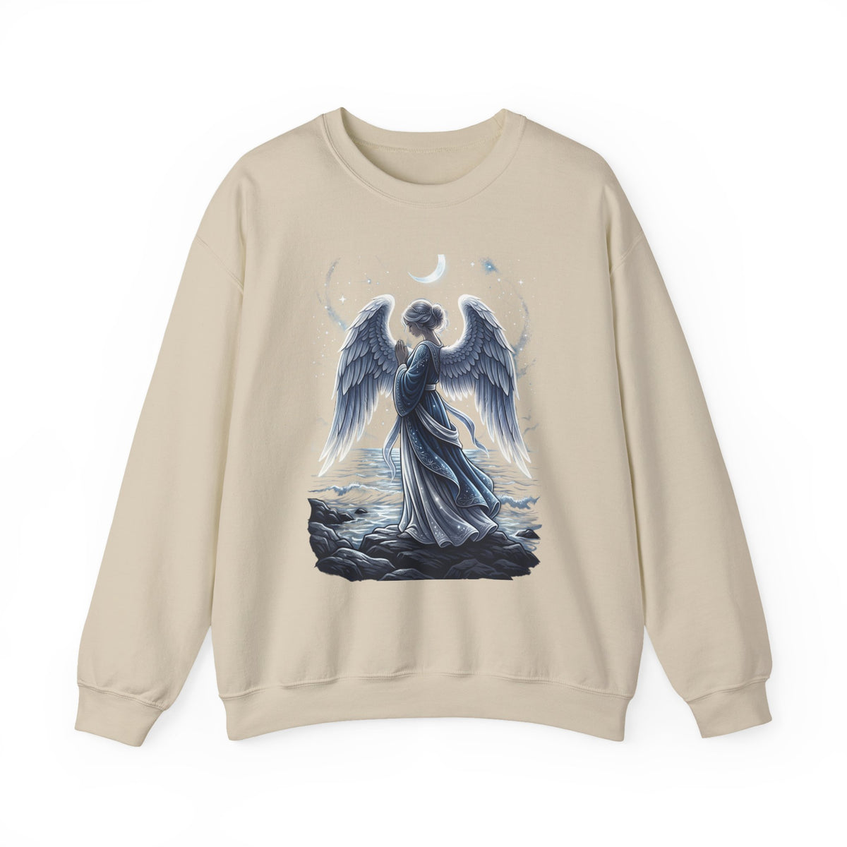 Angel Wings Crewneck Sweatshirt — Moonlit Guardian Graphic