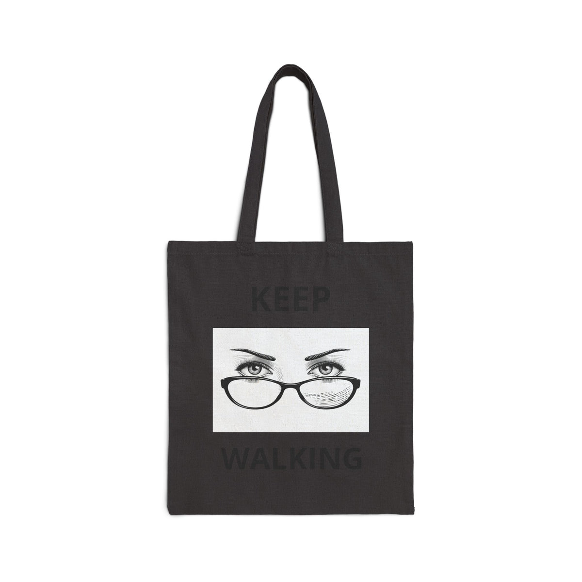 Keep Walking Canvas Tote Bag — Minimalist Glasses & Eyes Eco Shopper
