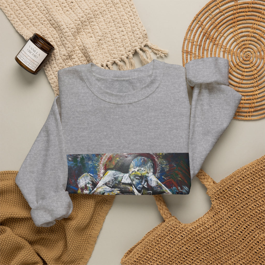 Abstract Thinkers Crewneck Sweatshirt — Reflective Conversation Art