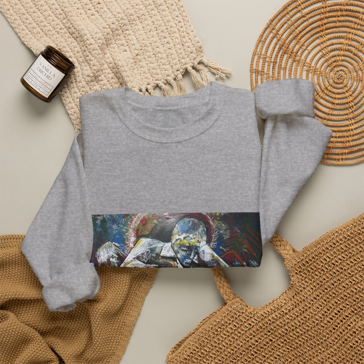 Artistic Figurative Crewneck Sweatshirt — "LucArtstudios" Graphic