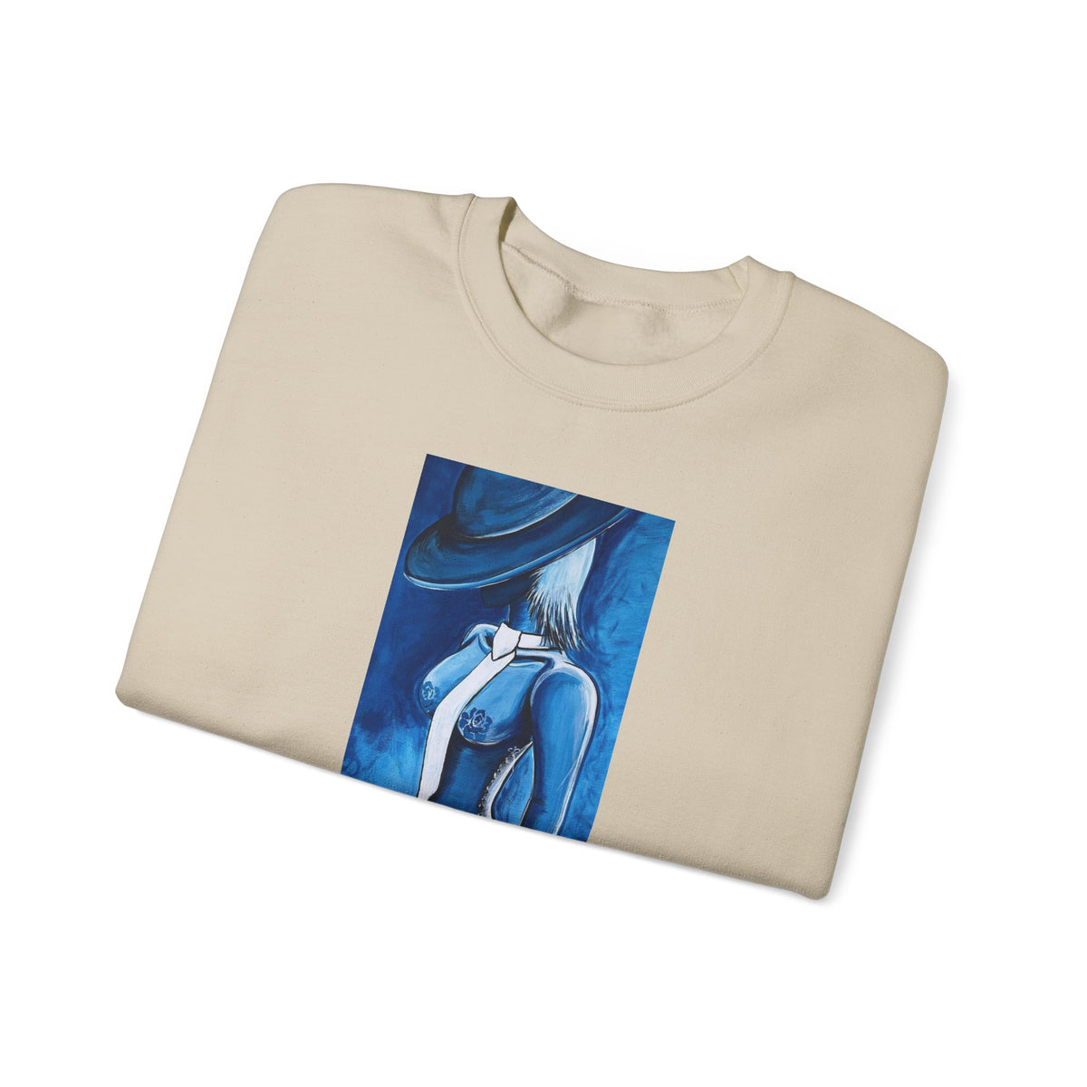 Crewneck Sweatshirt — Blue Abstract Woman Art (LUCARTstudios)