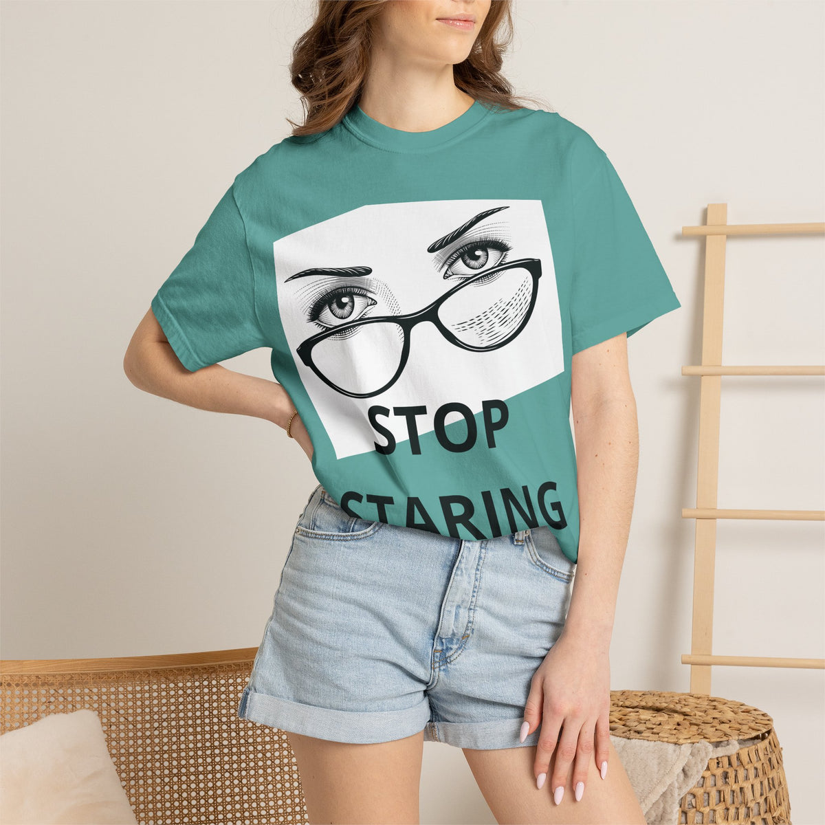 Stop Staring T-Shirt — Graphic Eye & Glasses Tee