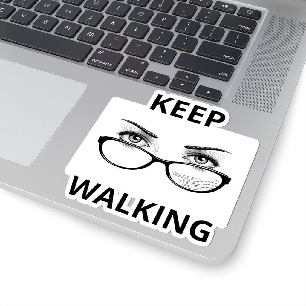 Keep Walking Sticker — Retro Eyeglasses & Eyes Vinyl Kiss-Cut Decal