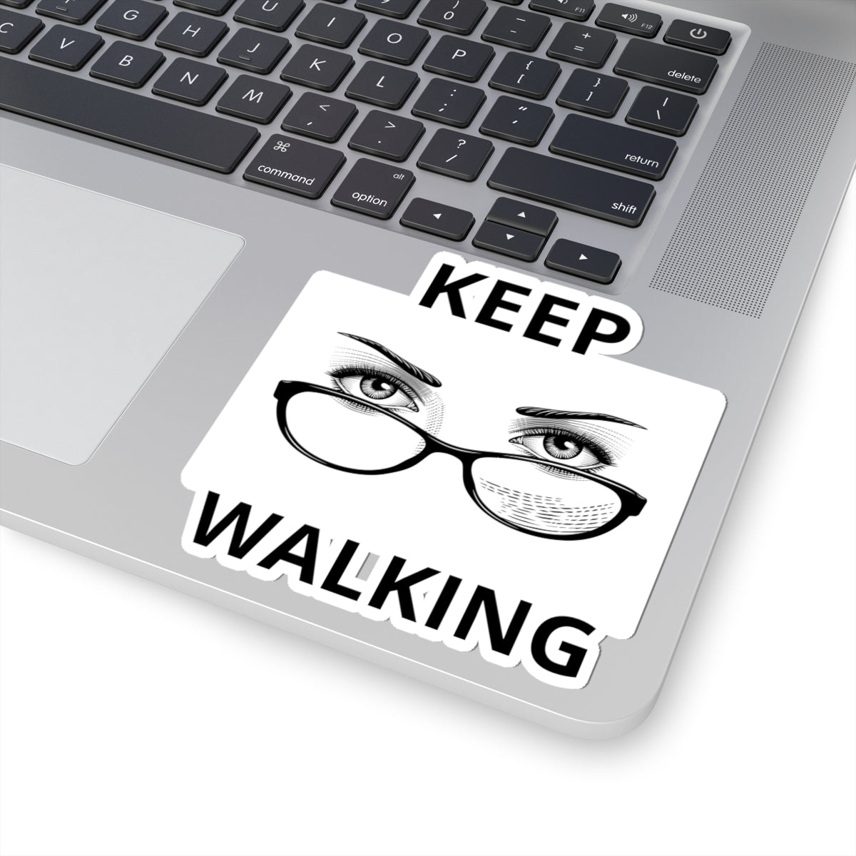 Keep Walking Sticker — Retro Eyeglasses & Eyes Vinyl Kiss-Cut Decal