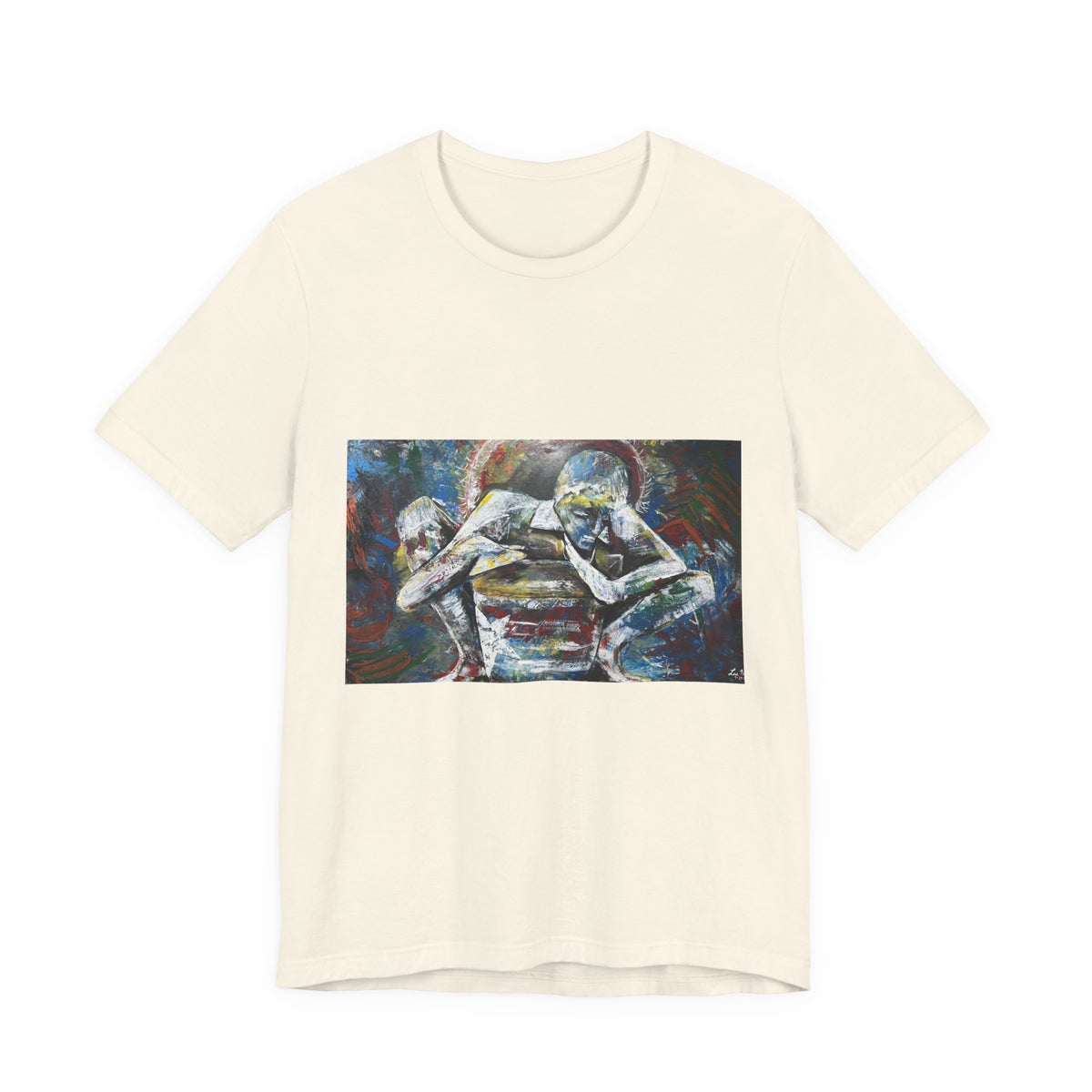 Abstract Emotive Art T-Shirt — Contemplative Figures Painting Tee