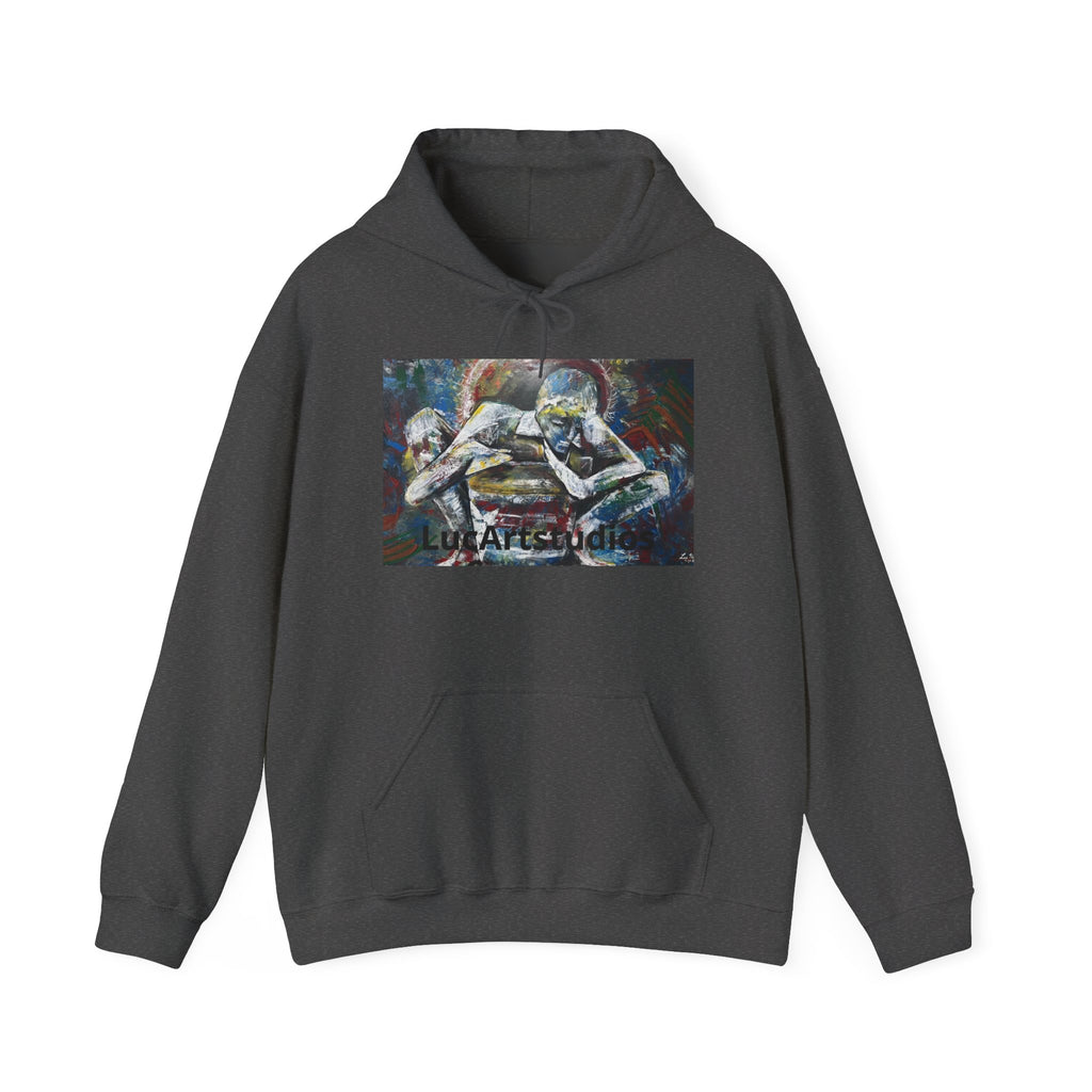 Artistic Embrace Hoodie — Abstract Couple Painting Sweatshirt