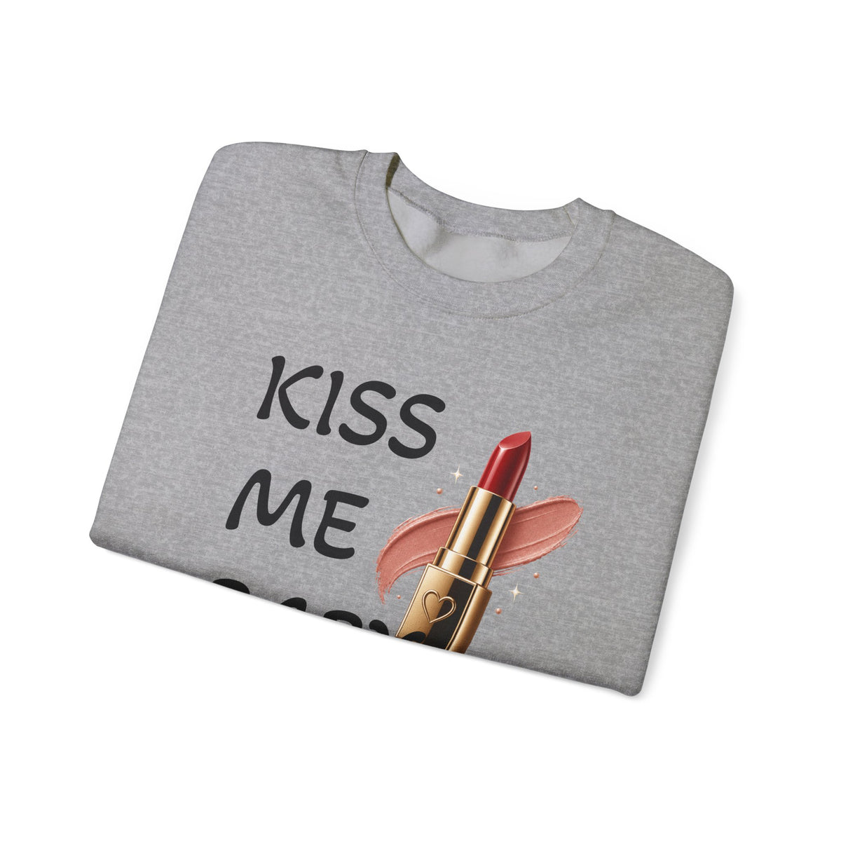 Kiss Me Baby Lipstick Crewneck Sweatshirt — Romantic Valentine’s Graphic Pullover