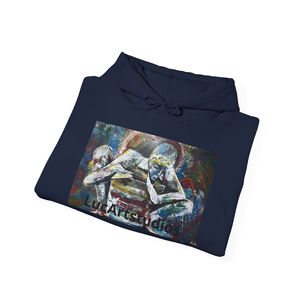 Abstract Embrace Hoodie – Colorful Figurative Art Pullover