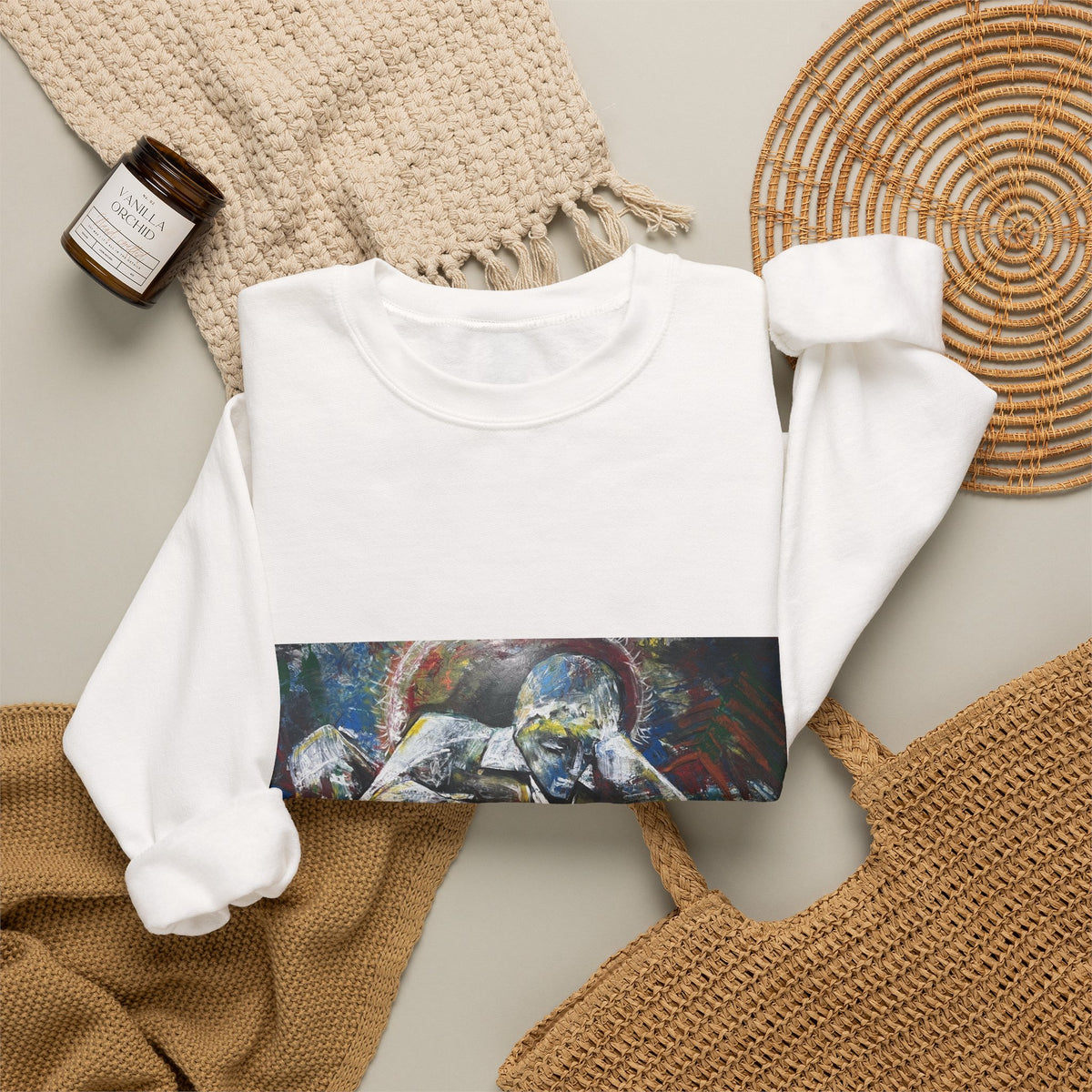 Artistic Figurative Crewneck Sweatshirt — "LucArtstudios" Graphic