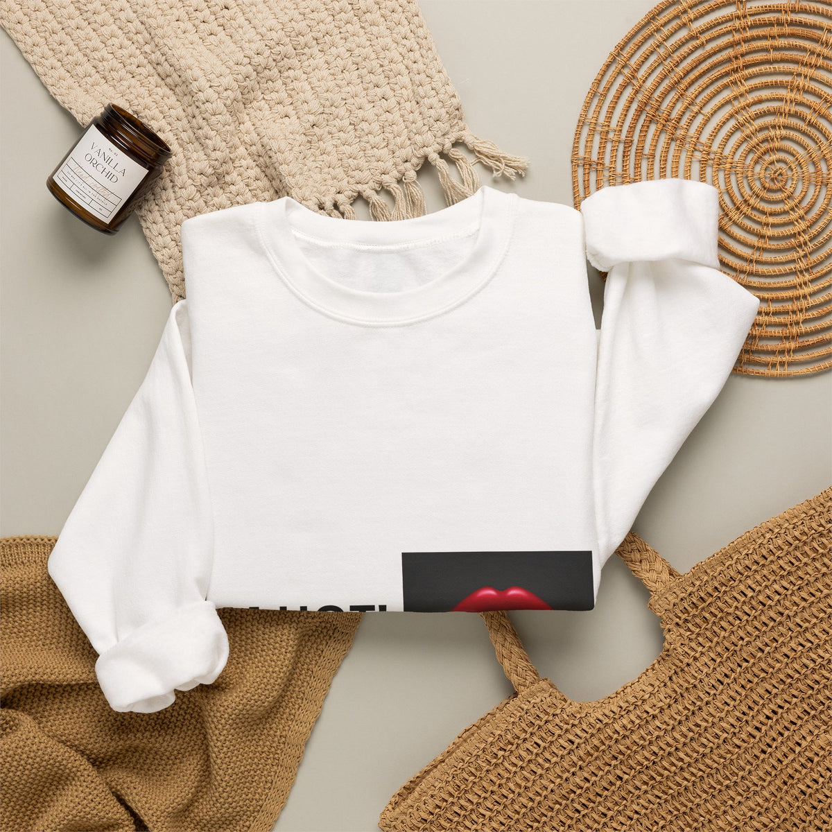 IM HOT! Lip Graphic Sweatshirt — Bold Red Lips Crewneck