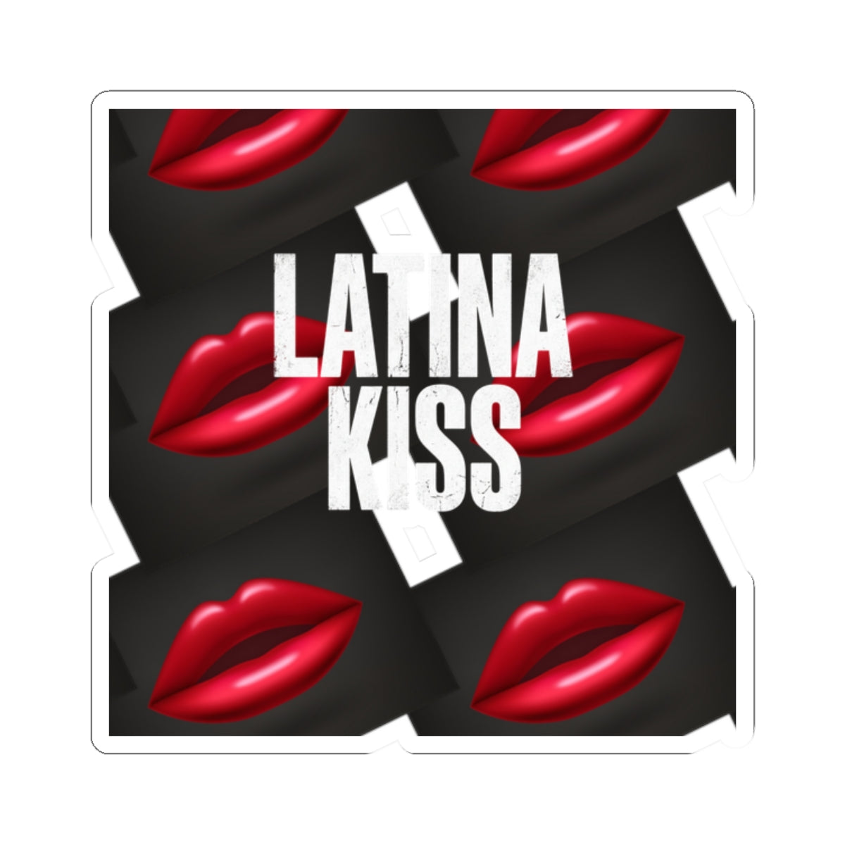 Latina Kiss Sticker — Red Lip Graphic Kiss-Cut Sticker