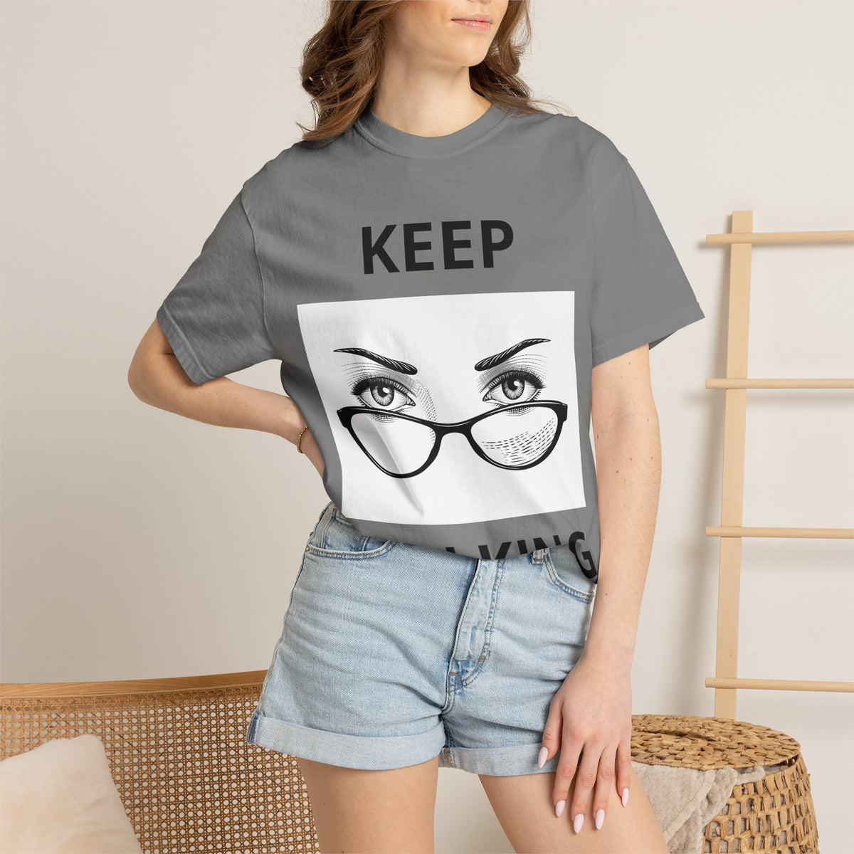 Keep Walking T-Shirt — Bold Eye & Glasses Graphic Tee