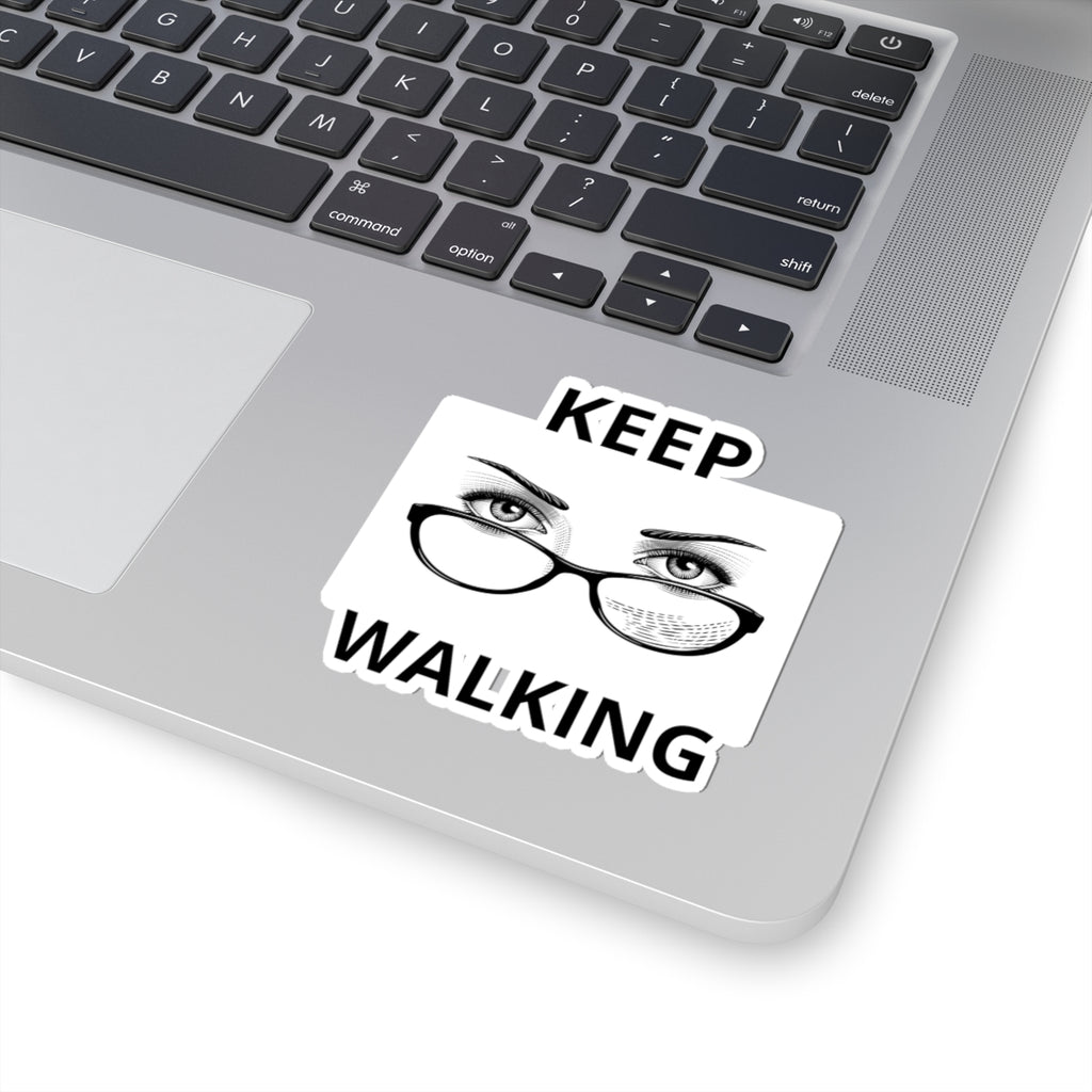 Keep Walking Sticker — Retro Eyeglasses & Eyes Vinyl Kiss-Cut Decal