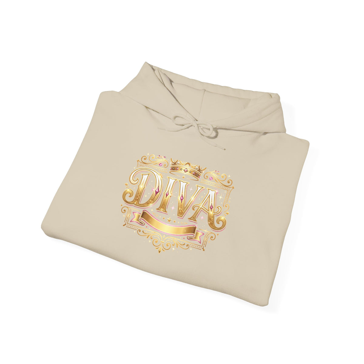 Diva Gold Foil Hoodie — Glam Statement Pullover for Stylish Women
