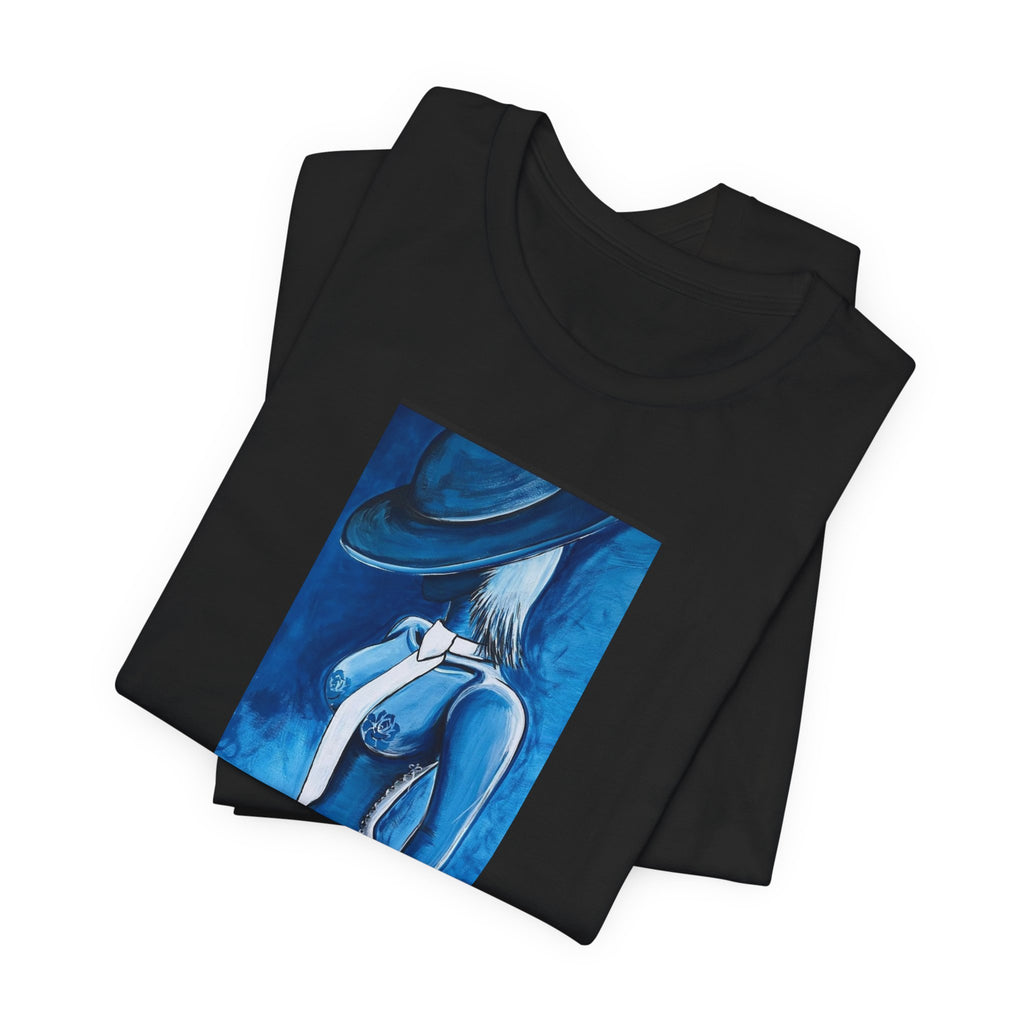 Blue Muse Art Tee — LUCARTstudios Woman in Hat Graphic T-Shirt