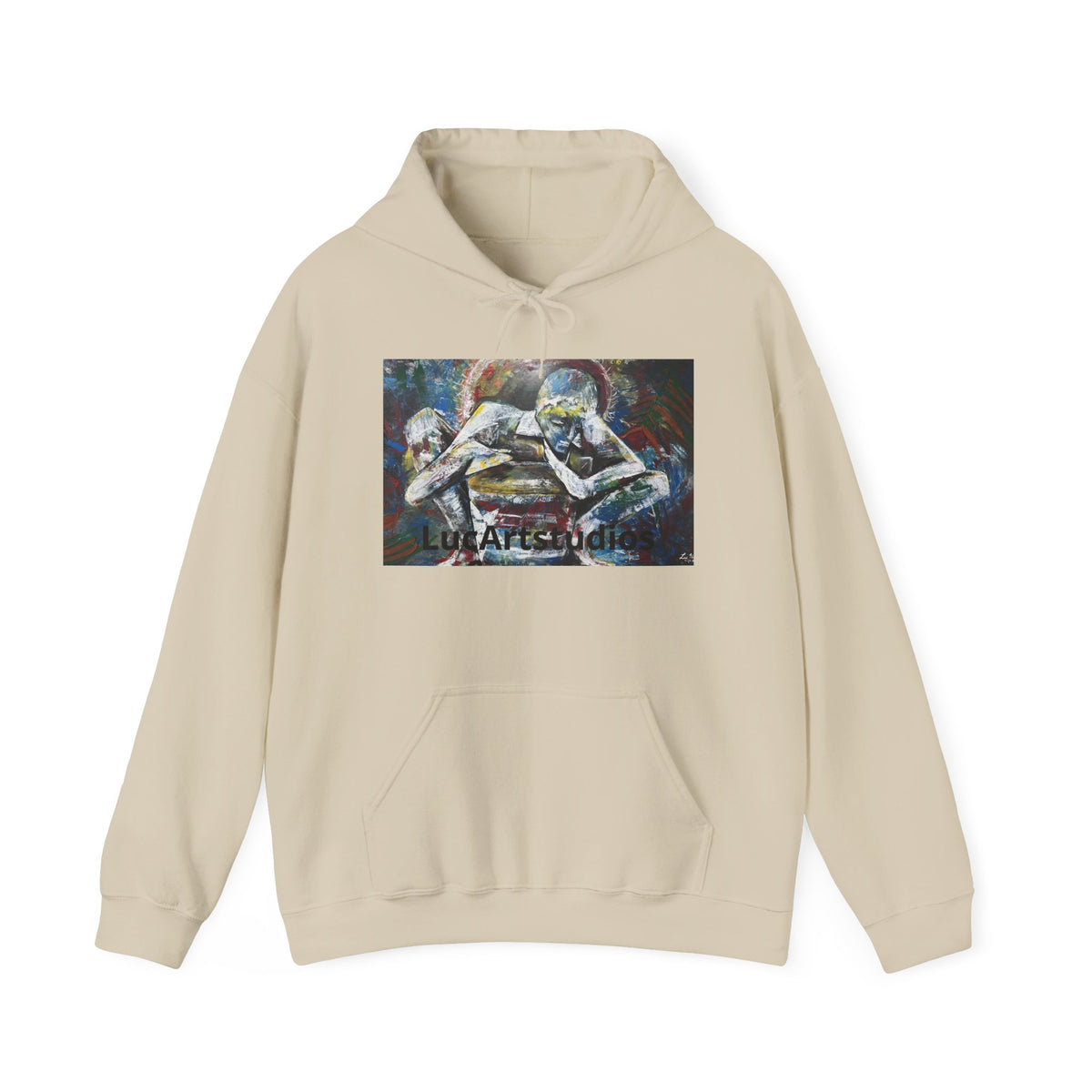 Abstract Embrace Hoodie – Colorful Figurative Art Pullover