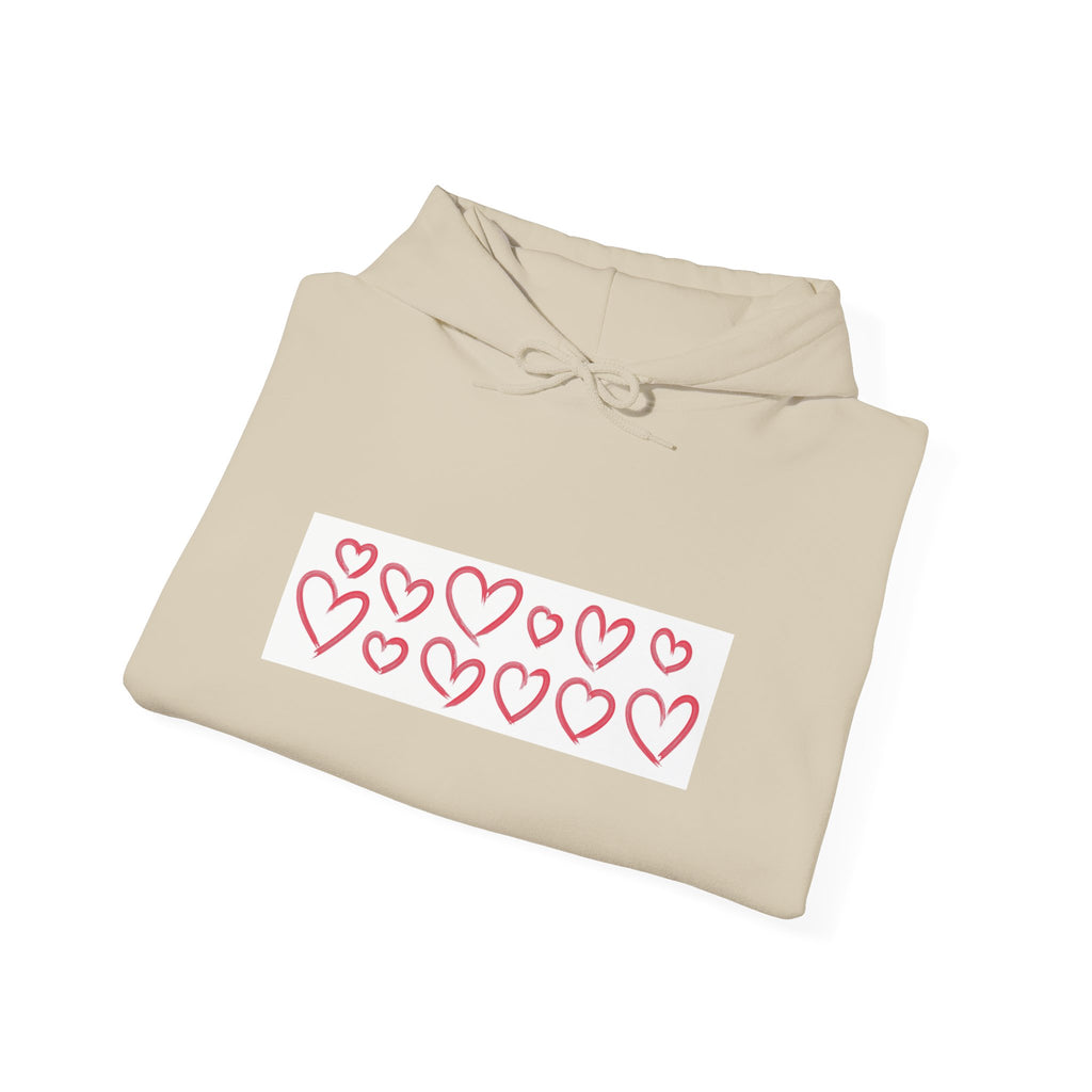 Heart Row Hoodie — Cute Minimalist Red Hearts Pullover