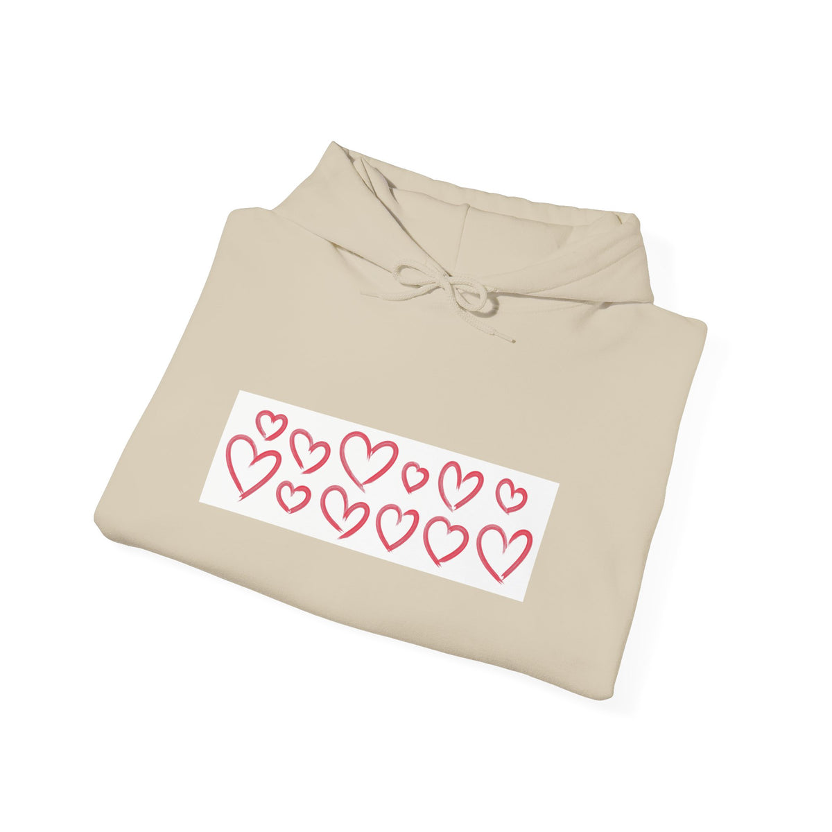 Heart Row Hoodie — Cute Minimalist Red Hearts Pullover