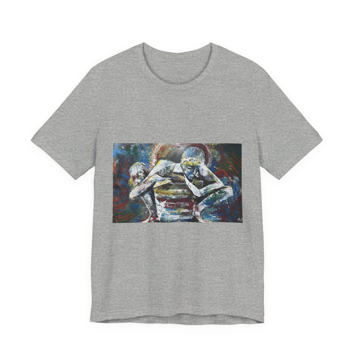 Abstract Emotive Art T-Shirt — Contemplative Figures Painting Tee